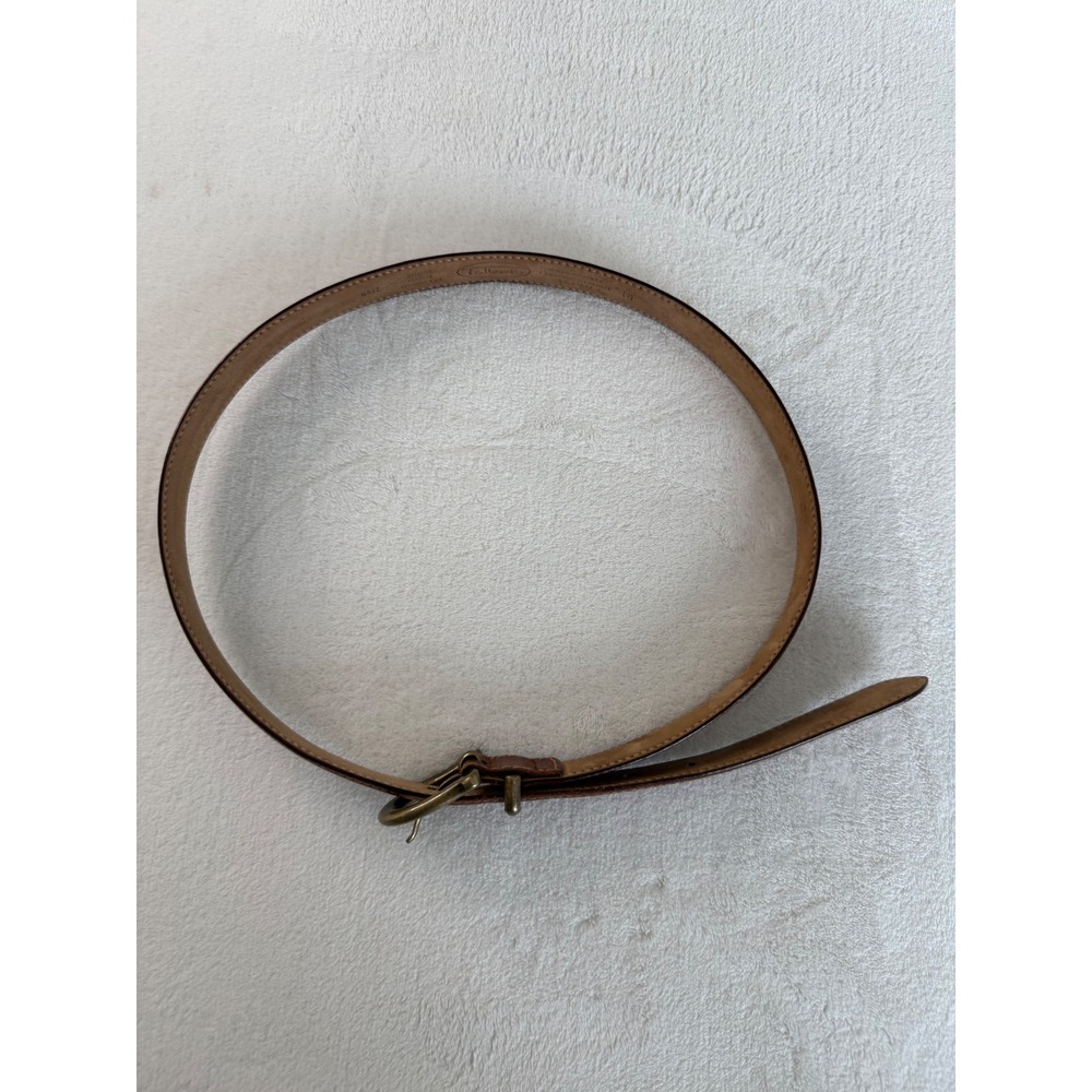 Talbots Geniune Leather Brown Belt Medium 1 Inch Wide Brass Buckle Classic - Picture 9 of 10
